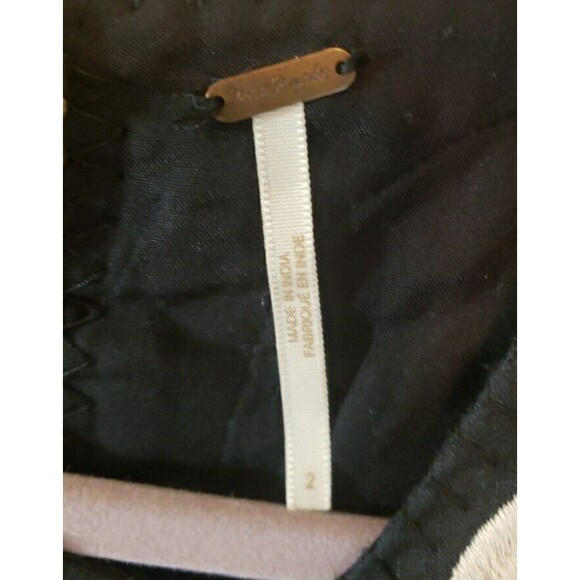 Free People Womens Dress Black Floral Embroidery Sleeveless Fit & Flare Sz 2 - Picture 3 of 11